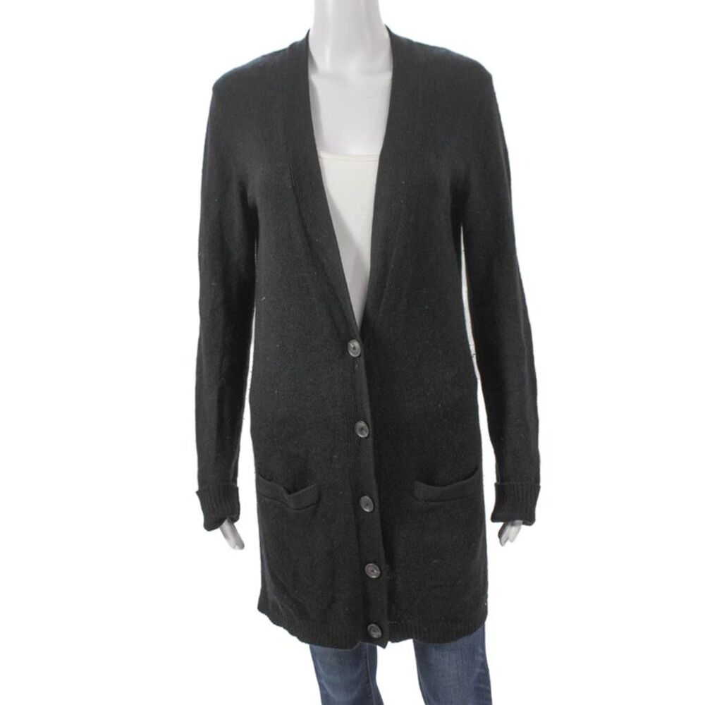 Theory Women Basic Cashmere V-Neck Button Solid Long Sleeve Cardigan Size L